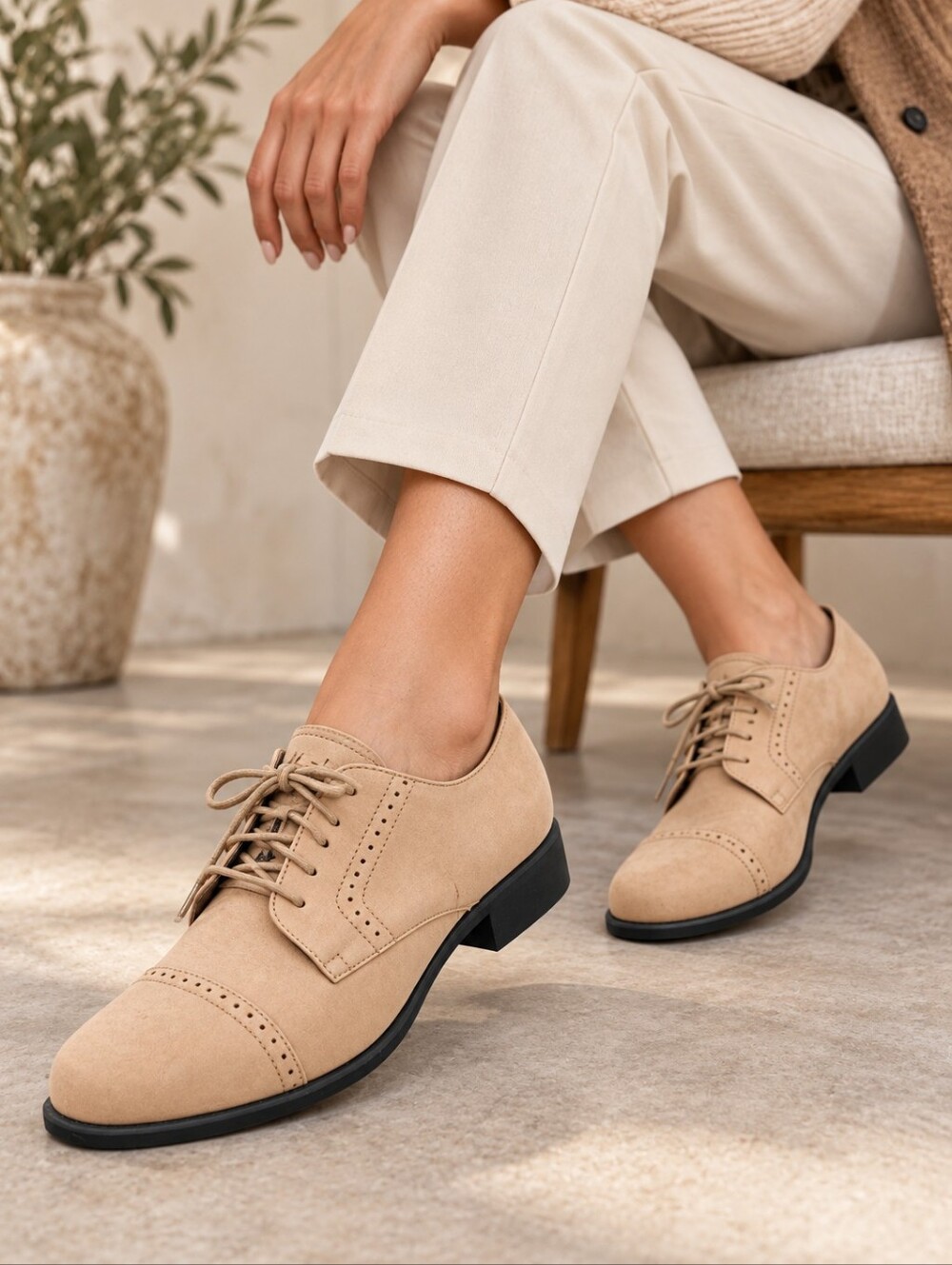 Ariat Monroe Women’s 8M Tan Leather Cap Toe Oxford Shoes Made in Brazil